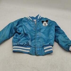 Vintage Toddler Size 4 Blue Satin Mickey Minnie Varsity Jacket Chalk Line Kids